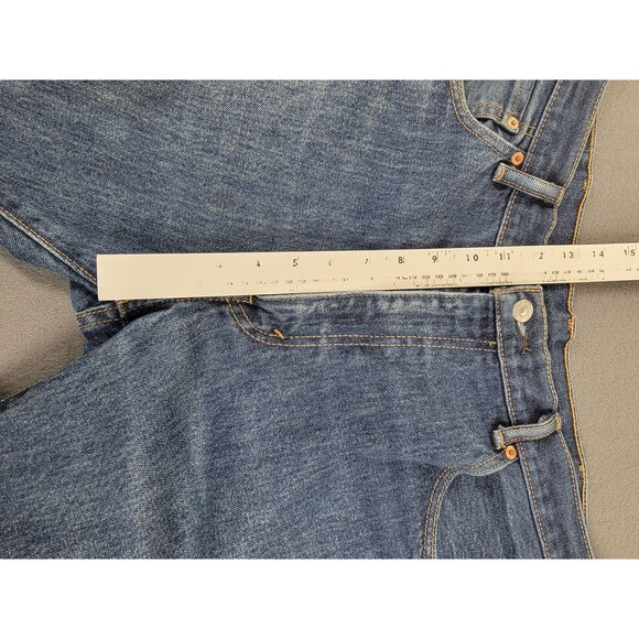 Levis 517 Jeans Mens 36x30 Blue Denim Bootcut Straight Leg Distressed Raw Hem - Picture 9 of 15